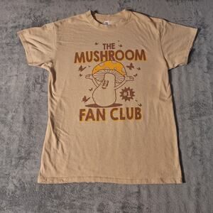 Vintage Look The Mushroom Fan Club Shirt Medium Brisco Butterfly Beige Retro Hip